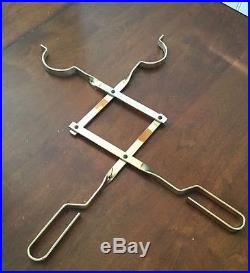 Vintage fireplace tool set. Solid brass with duck head handles. Complete set