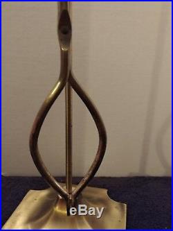 Vintage heavy brass 5 piece fireplace tool set great condition home or business