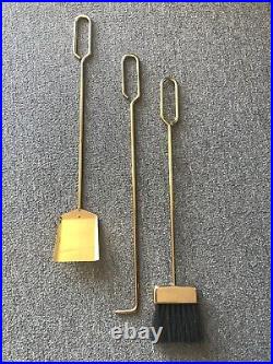 Vintage solid brass fireplace tool kit