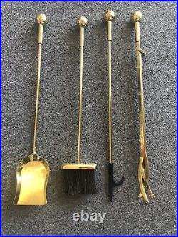 Vintage solid brass fireplace tool set With Golf Ball Handles