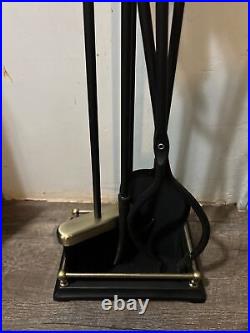 Vintage the Adams Company Brass Black 5-Piece Fire Tool Set Made in the USA