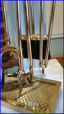 Virginia MetalCrafters SOLID Brass 5 piece Fireplace Tool Set VMC