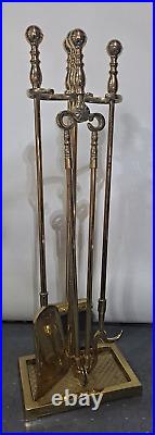 Virginia Metalcrafters Ball Top Brass Fireplace Tool Set 5 Pcs