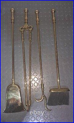 Virginia Metalcrafters Ball Top Brass Fireplace Tool Set 5 Pcs