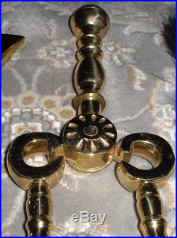 Virginia Metalcrafters Brass Ball and Ring Fireplace Tool Set VERY NICE