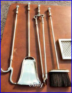 Virginia Metalcrafters Fireplace Tool Set Ball Tops Solid Brass Mint Condition