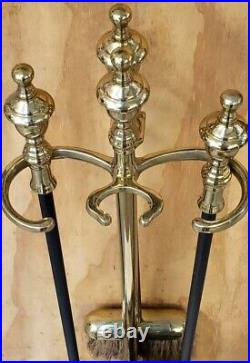 Virginia Metalcrafters Fireplace Tool Set? New? Rare Retired Brass Metal 4 USA