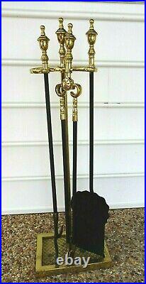 Virginia Metalcrafters Harvin Solid Brass Fireplace Tool Set 1500A/879 4 Pieces