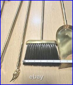 Vntg Solid Brass Mallard Duck Head 5 Pc Fireplace Tool Set EXCELLENT Condition