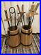 Vtg Antler Handle Fireplace Set Tools 12pc Pokers Brush Wrought Iron W. Germany