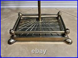 Vtg Brass Fireplace Tool Set Of Base Stand, Tong, sweeper, Poker And Shovel