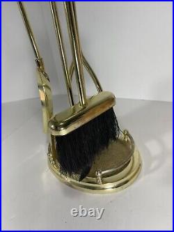 Vtg Brass Gold Finish Oval Classy head Fireplace Tool Set Fire French Style