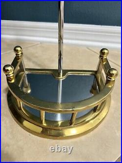 Vtg Brass& Stainless Steel Fireplace Tool Set 5-Stand, Tong, Sweeper, shovel, poker