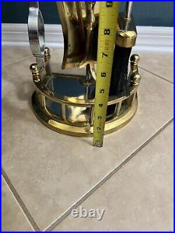 Vtg Brass& Stainless Steel Fireplace Tool Set 5-Stand, Tong, Sweeper, shovel, poker