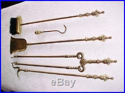 Vtg Harvin Brass Virginia Metalcrafters Solid Brass Colonial Fireplace Tools Set