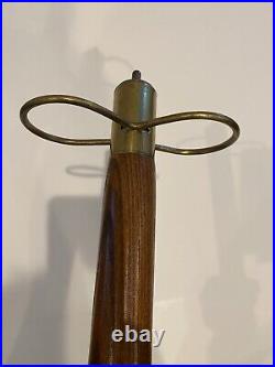 Vtg Mid-Century Modern Long Wood Handle Fireplace Tool Set