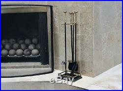 Vtg Mid Century Modern Wrought Iron Brass Fireplace Tools Set Virginia Harvin