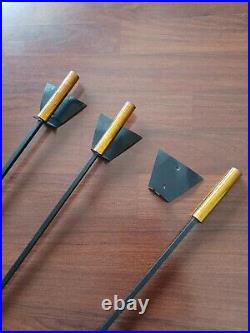 Vtg Mid-century Modern 1960s Wall Hung Fireplace Tool Set Shovel Brush Poker MCM