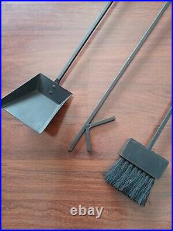 Vtg Mid-century Modern 1960s Wall Hung Fireplace Tool Set Shovel Brush Poker MCM