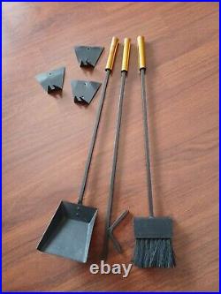 Vtg Mid-century Modern 1960s Wall Hung Fireplace Tool Set Shovel Brush Poker MCM