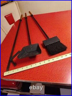 Vtg Mid-century Modern 1960s Wall Hung Fireplace Tool Set Shovel Brush Poker MCM