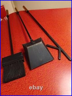 Vtg Mid-century Modern 1960s Wall Hung Fireplace Tool Set Shovel Brush Poker MCM