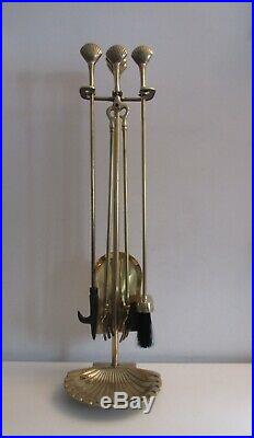 Vtg Seashell Fireplace Tool Tools Set Solid Brass Scallop Design Shore to Please