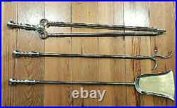 Williamsburg Virginia Metalcrafters 4 Pc All Brass Fireplace Tools