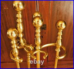 Williamsburg Virginia Metalcrafters All Brass 5 Pc Fireplace Tools