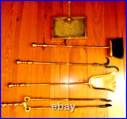 Williamsburg Virginia Metalcrafters All Brass 5 Pc Fireplace Tools