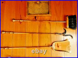 Williamsburg Virginia Metalcrafters All Brass 5 Pc Fireplace Tools