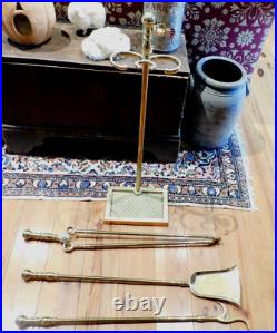 Williamsburg Virginia Metalcrafters/harvin 4 Pc All Brass Fireplace Tools