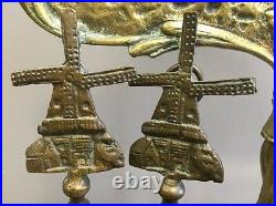 Windmill Fire Place Tools Antique Brass Dutch 1850, Cast Design