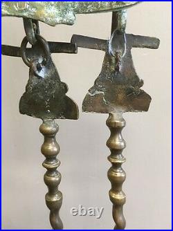 Windmill Fire Place Tools Antique Brass Dutch 1850, Cast Design