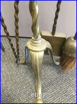 Windmill Fire Place Tools Antique Brass Dutch 1850, Cast Design