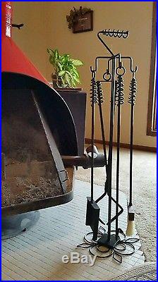 Wood Stove/Fireplace 4 Implements and Stand, Custom Length, Made by Blacksmith