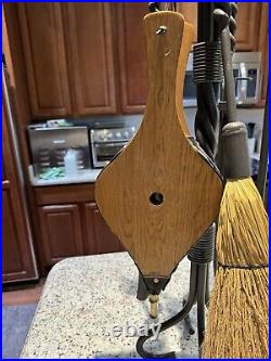 Wrought Iron 34 Tall Fireplace Tool Set With Bellows. New