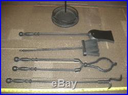 Wrought Iron 5 Piece Black Fireplace Tool Set With Rail 31 H 1156