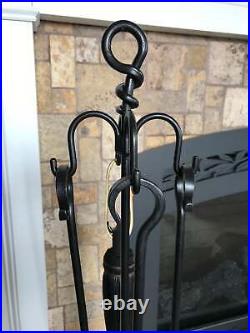 Wrought Iron Fireplace Poker Tool Set Amish Made