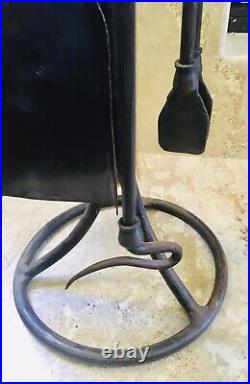 Wrought Iron Fireplace Tool Set of 4 Plus Stand Unique