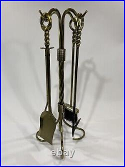 Wrought Iron Fireplace Tool Set with Twist Stand, Black 5 Piece