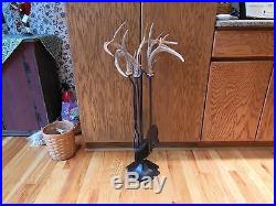 Xmas Gift 5 Piece Whitetail Deer Antler Fireplace Tool Set Display