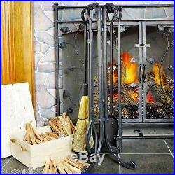 Xtra Thick Wrought Iron Fireplace 5-Piece Tool Set